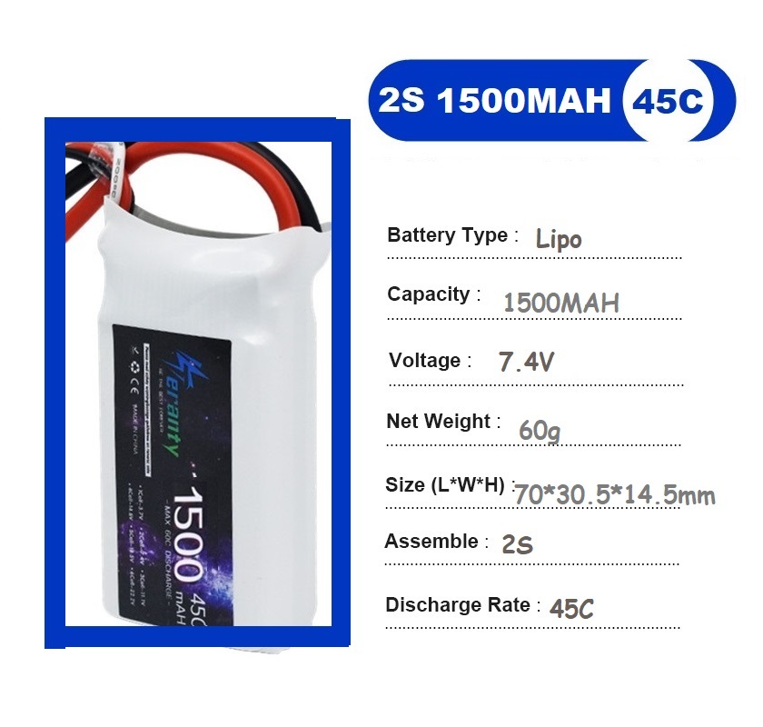 2 adet 7.4V Lipo 2S pil 1500ma - Drone Racing Battery incelemesi ve fiyatı